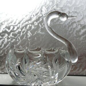 Vintage Crystal Swan Dish Czechoslovakia